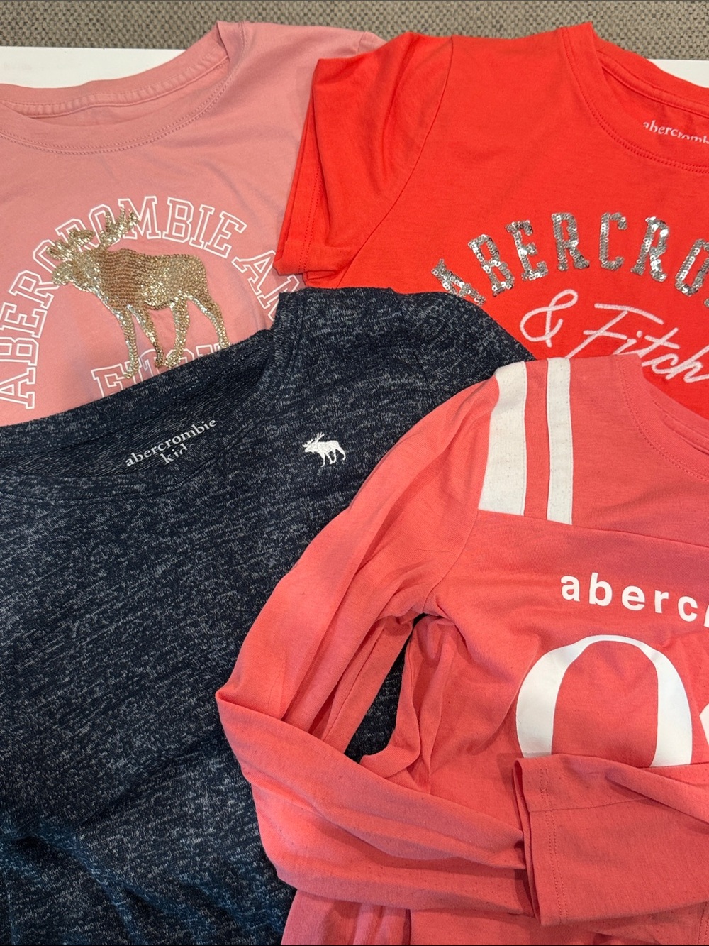 Abercrombie & Fitch Kids Tee Shirt Set - Coral, Pink & Navy